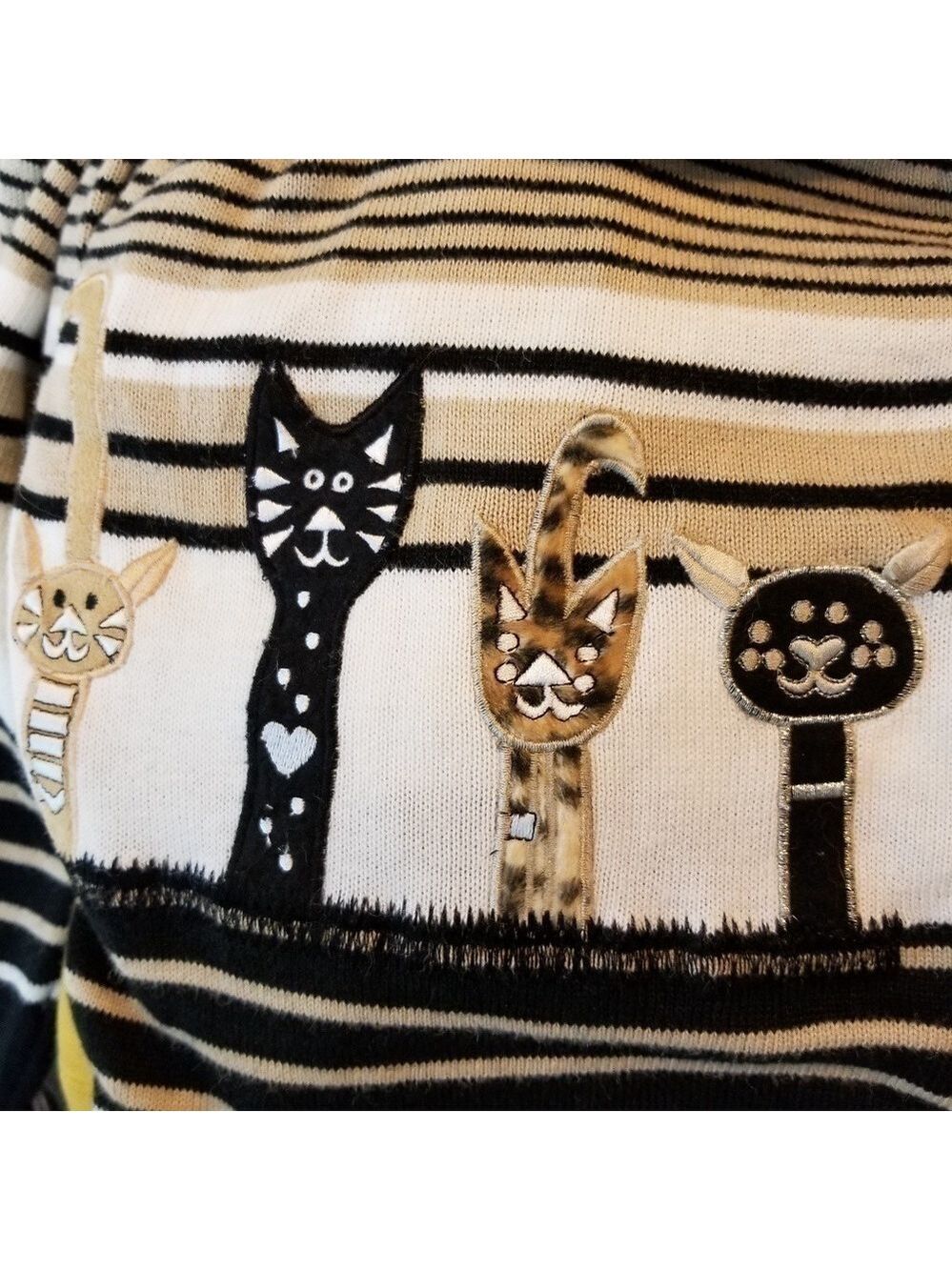 VINTAGE knit Kitten / cat lady Cardigan sweater - Picture 4 of 8